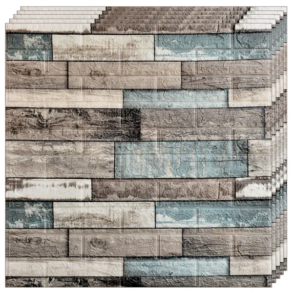 Set 20 buc Tapet 3D autoadeziv, 70x70 cm , Placi Lemn Albastre