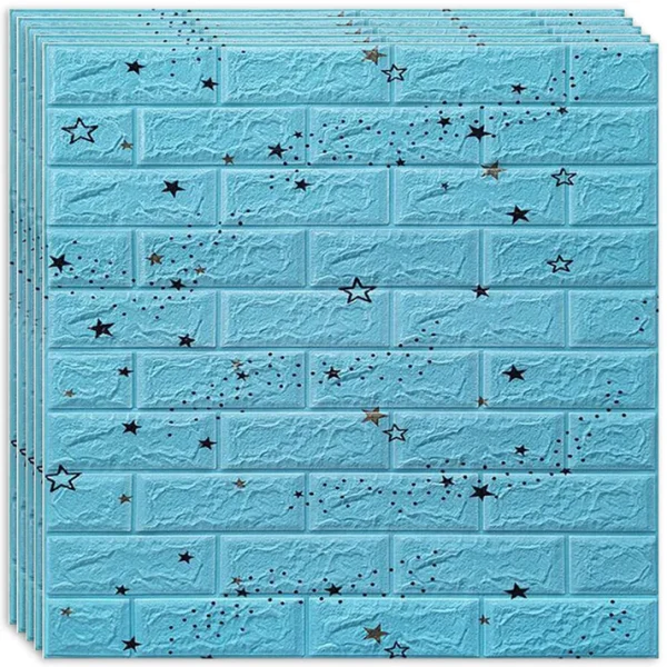 Tapet 3D autoadeziv, 70x77 cm , imitatie caramida, Albastru Stelute