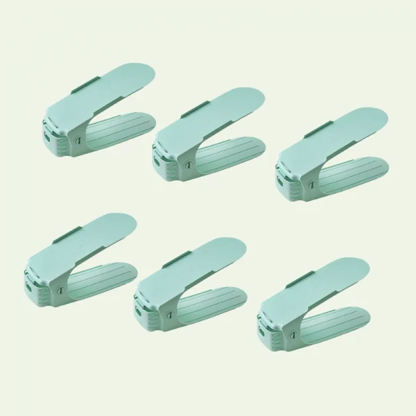 Set 6 suporturi pentru incaltaminte, reglabil 3 pozitii, 25 x 9.5 x 5.5 cm, verde