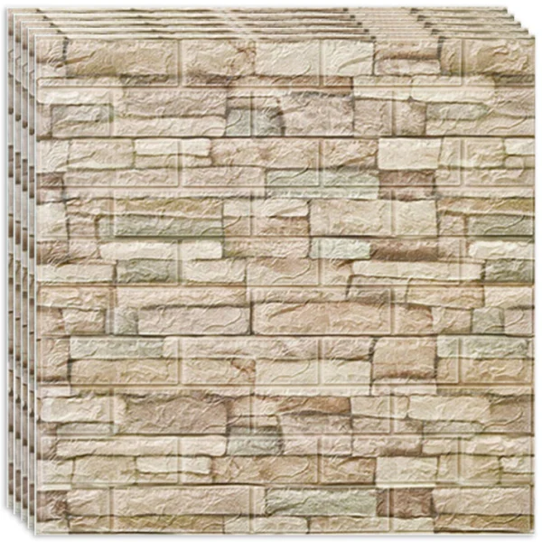 Tapet 3D autoadeziv, 70x77 cm , imitatie caramida, Crem