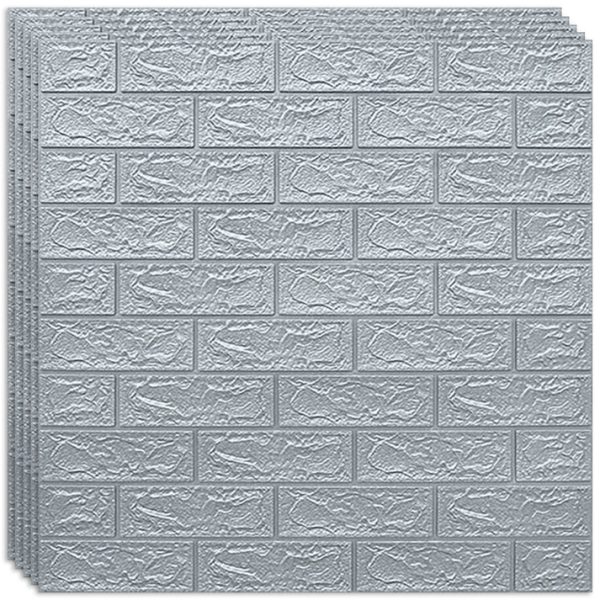 Set 20 buc Tapet 3D autoadeziv, 70x77 cm , imitatie caramida, Argintiu