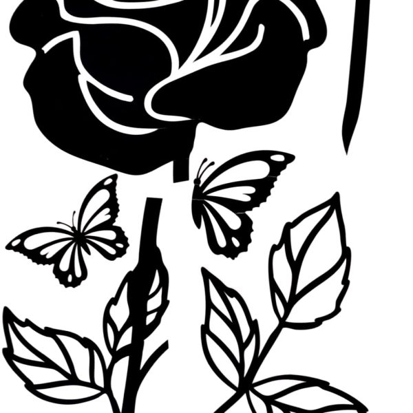Sticker decorativ oglinda flori, longziming, negru, usor de instalat, 50x70 cm