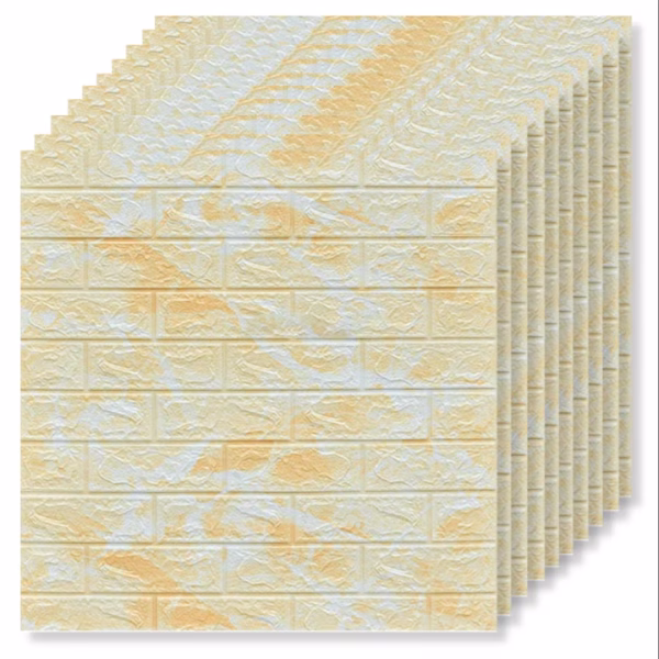 Set 20 buc Tapet 3D autoadeziv, 70x77 cm , imitatie caramida, Yellow