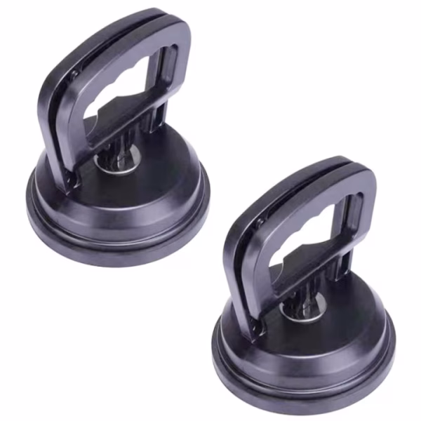Set 2 bucati Ventuza pentru ridicarea si transportul sticlei, ideal pentru indreptat tabla caroserie auto, cu baza din cauciuc, 9 kg forta, 6, 5 cm x 5 cm, negru,